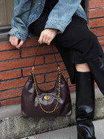 Load image into Gallery viewer, Smting | Medium Leather Hobo Bag with Chain Strap