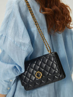 Load image into Gallery viewer, Smting | Four-Leaf Clover Clasp Quilted Golden Chain Bag