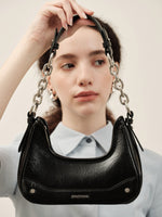 Load image into Gallery viewer, Smting | Small Baguette Bag with Chain and Leather Strap