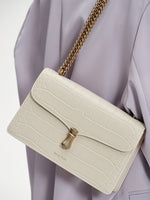 Load image into Gallery viewer, Smting | Chain Flap Crocodile Bag with Hanging Flower Lock