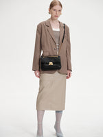 Load image into Gallery viewer, Smting | Leather Chain Flap Bag with Gate Lock