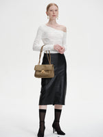 Load image into Gallery viewer, Smting | Leather Chain Flap Bag with Gate Lock