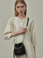 Load image into Gallery viewer, Smting | Small Leather Crossbody Bucket Bag with Leather Woven Chain Handle