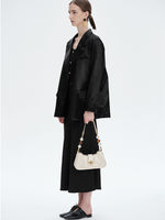 Load image into Gallery viewer, Smting | Leather Baguette Bag with Ruyi Octagonal Lock