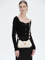 Load image into Gallery viewer, Smting | Leather Baguette Bag with Ruyi Octagonal Lock