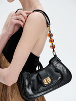 Load image into Gallery viewer, Smting | Leather Baguette Bag with Ruyi Octagonal Lock