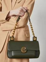 Load image into Gallery viewer, Smting | Medium Flap Bag with Vinyl Record Inspired Snap