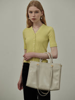 Load image into Gallery viewer, Smting | Medium Leather Shopper Tote in Glossy Leather