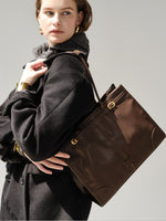 Load image into Gallery viewer, Tote Zippered Leather Bag Smting