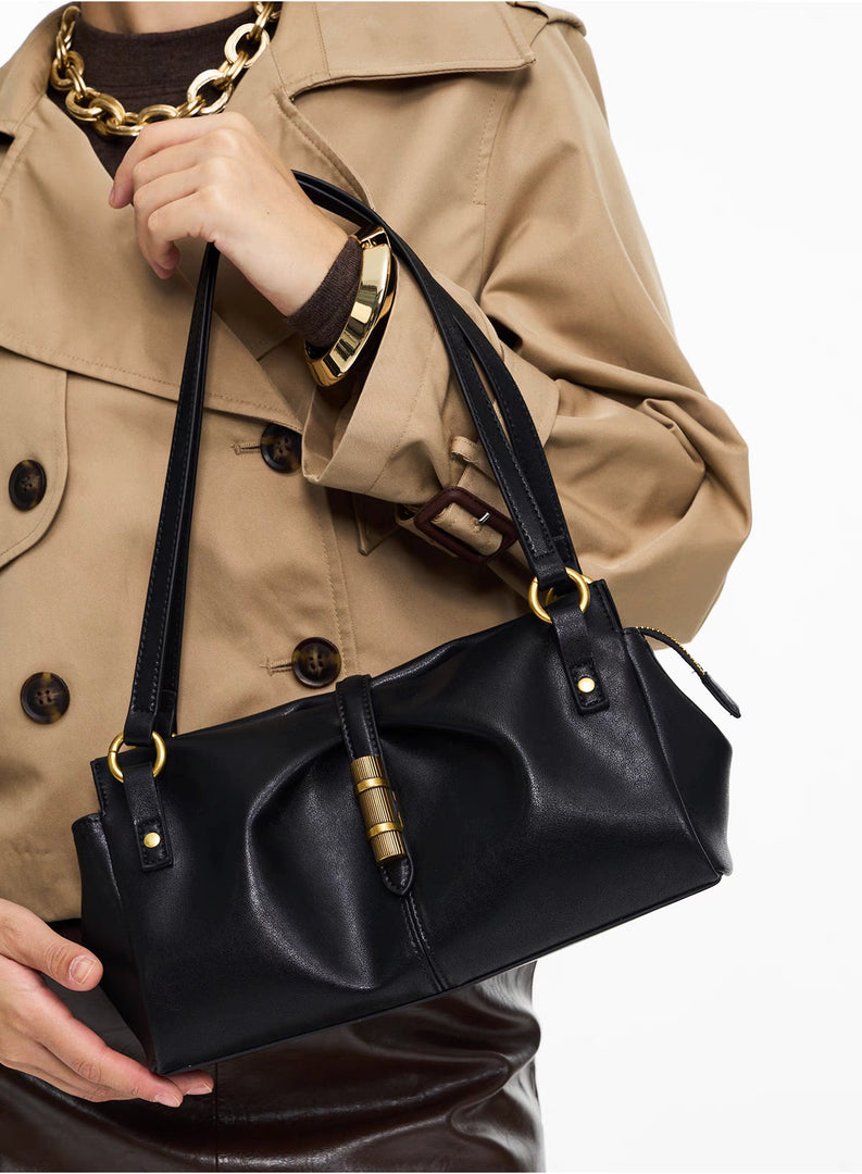 Smting | Medium Gathered Leather Shoulder Bag