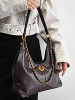 Load image into Gallery viewer, Smting | Medium Leather Hobo Bag with Chain Strap
