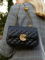 Load image into Gallery viewer, Smting | quilted golden chain bag
