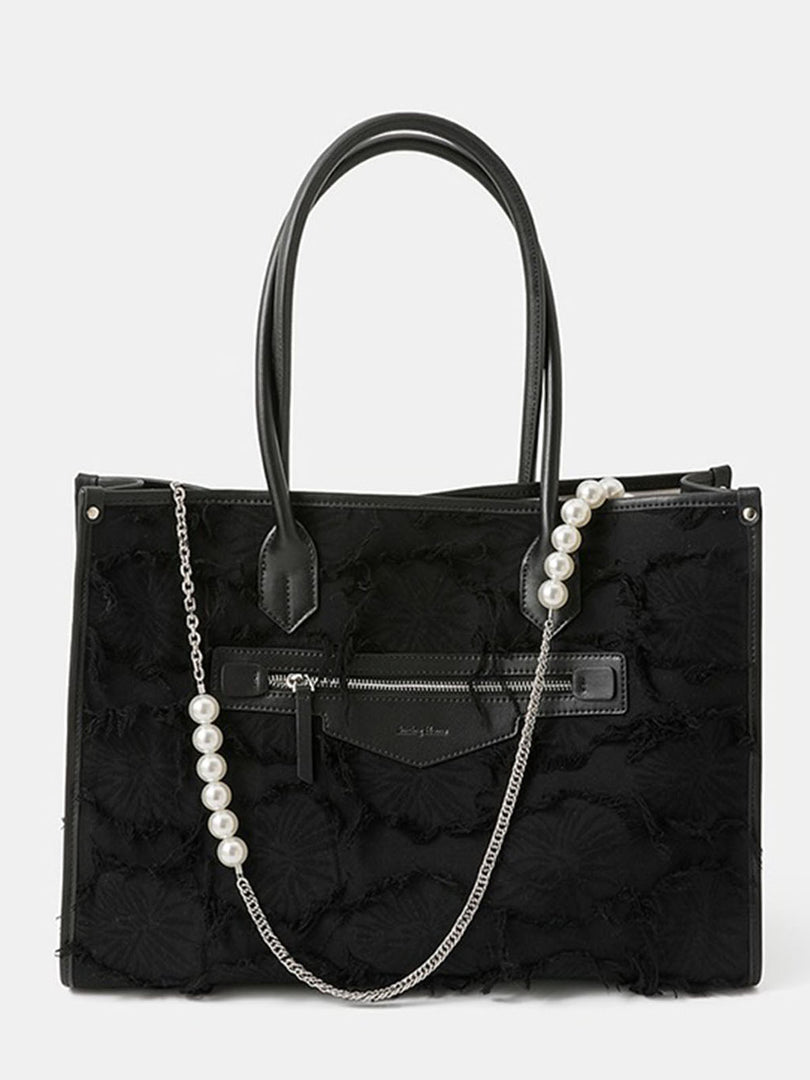 Smting | top handle pearl chain tote bag