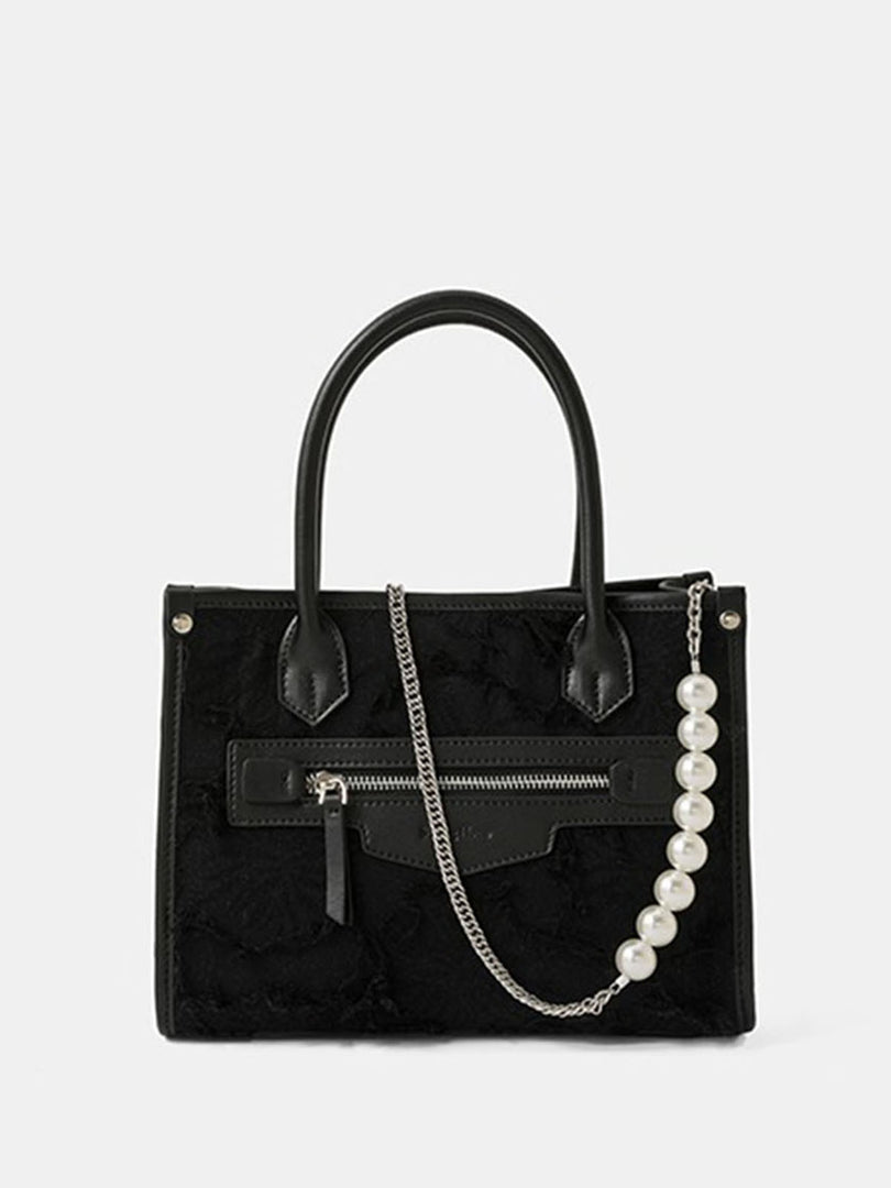 Smting | top handle pearl chain tote bag