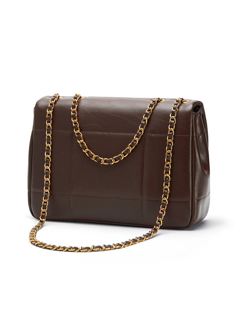 Smting | Chocolate Lock quilted golden chain bag