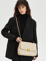 Load image into Gallery viewer, Smting | Chocolate Lock quilted golden chain bag
