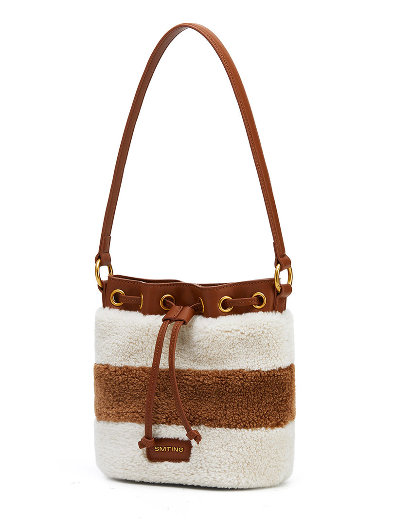 Smting | fluffy drawstring bucket bag