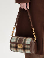 Load image into Gallery viewer, Smting | zippered checked flap bag
