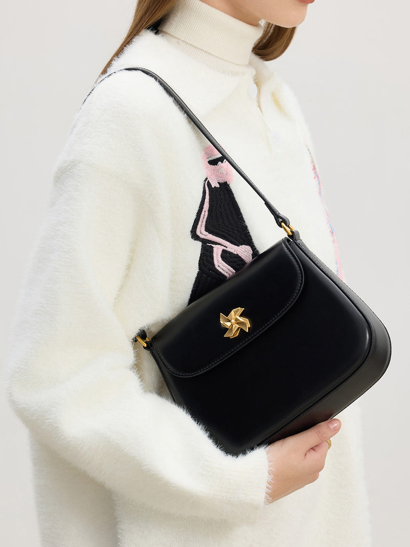 Smting | Flap Shoulder Bag with Windmill Lock