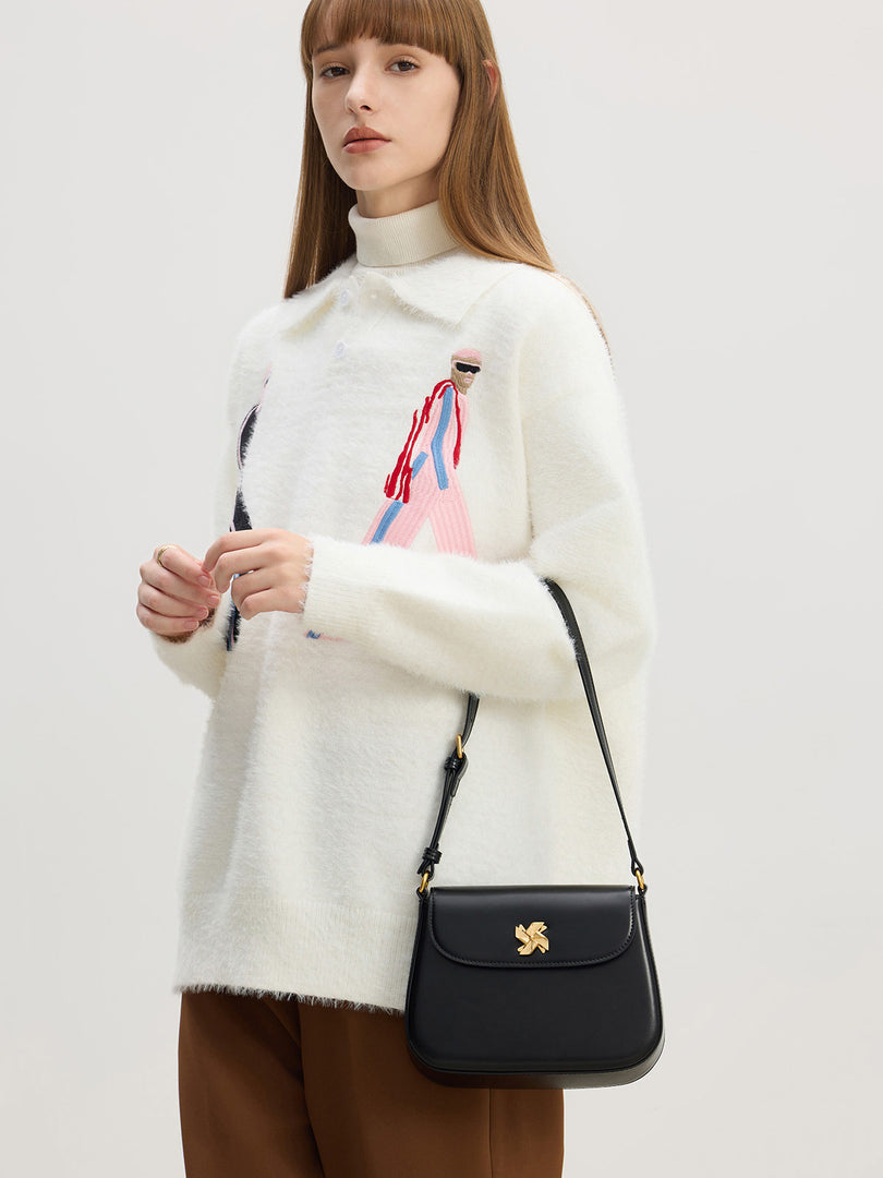 Smting | Flap Shoulder Bag with Windmill Lock