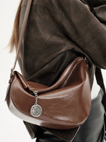 Load image into Gallery viewer, Smting | half moon crossbody bag with zipper
