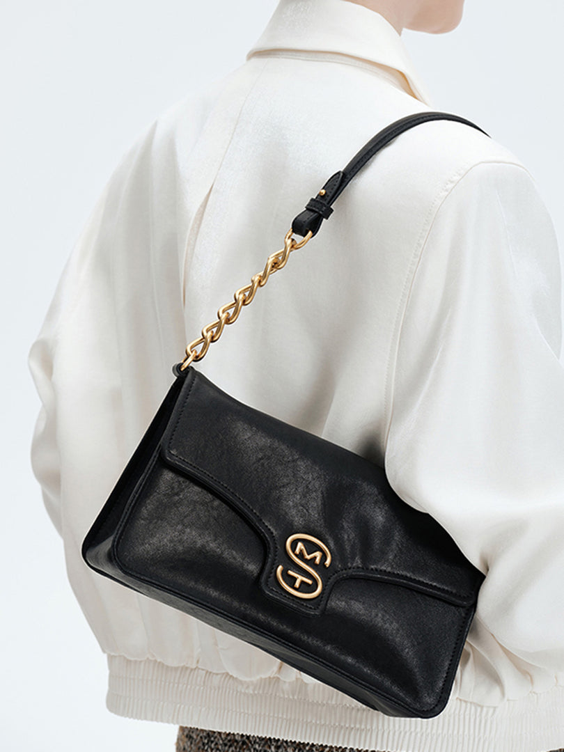 Smting | Leather Flap Shoulder Bag