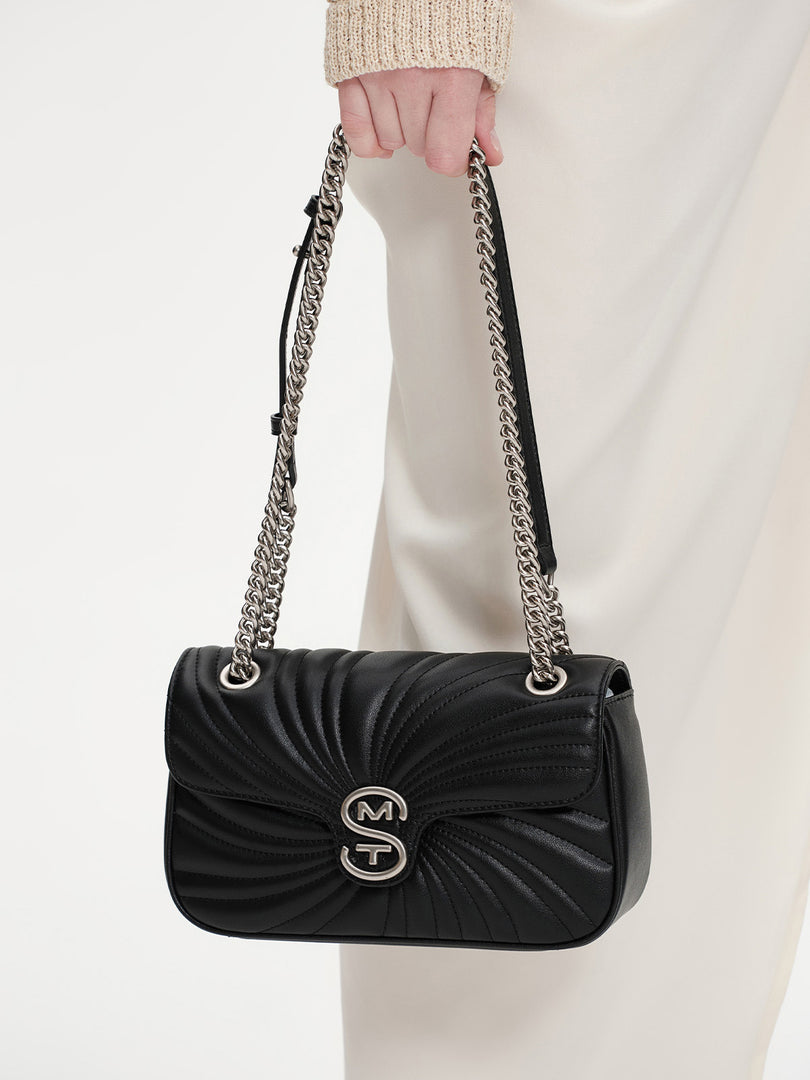 Smting | Leather Chain Flap Crossbody Bag