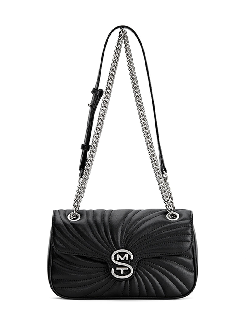 Smting | Leather Chain Flap Crossbody Bag