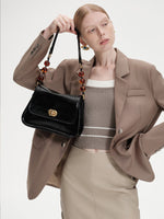 Load image into Gallery viewer, Smting | Leather Pearl Chain Ava Flap Bag
