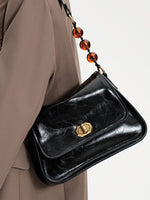 Load image into Gallery viewer, Smting | Leather Pearl Chain Ava Flap Bag
