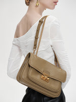 Load image into Gallery viewer, Smting | Leather Chain Flap Bag with Gate Lock
