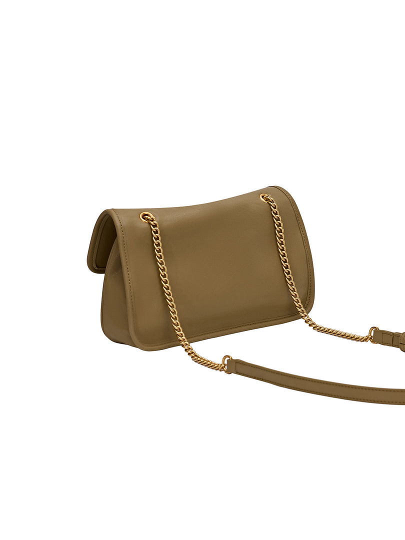 Smting | Leather Chain Flap Bag with Gate Lock