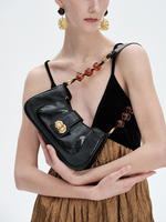 Load image into Gallery viewer, Smting | Leather Baguette Bag with Ruyi Octagonal Lock
