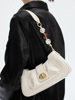 Load image into Gallery viewer, Smting | Leather Baguette Bag with Ruyi Octagonal Lock
