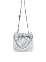 Load image into Gallery viewer, Smting | Leather Bucket Bag Pearl chain
