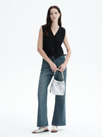 Load image into Gallery viewer, Smting | Leather Bucket Bag Pearl chain
