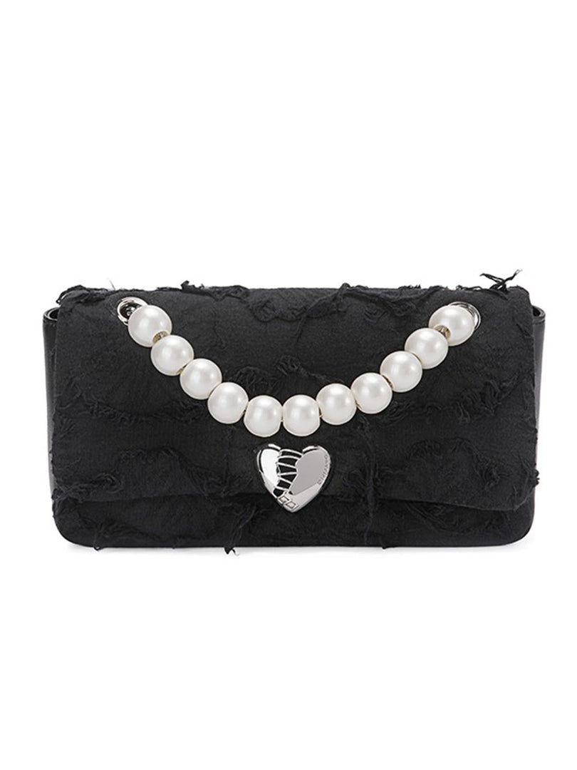 Smting | pearl chain heart lock purse