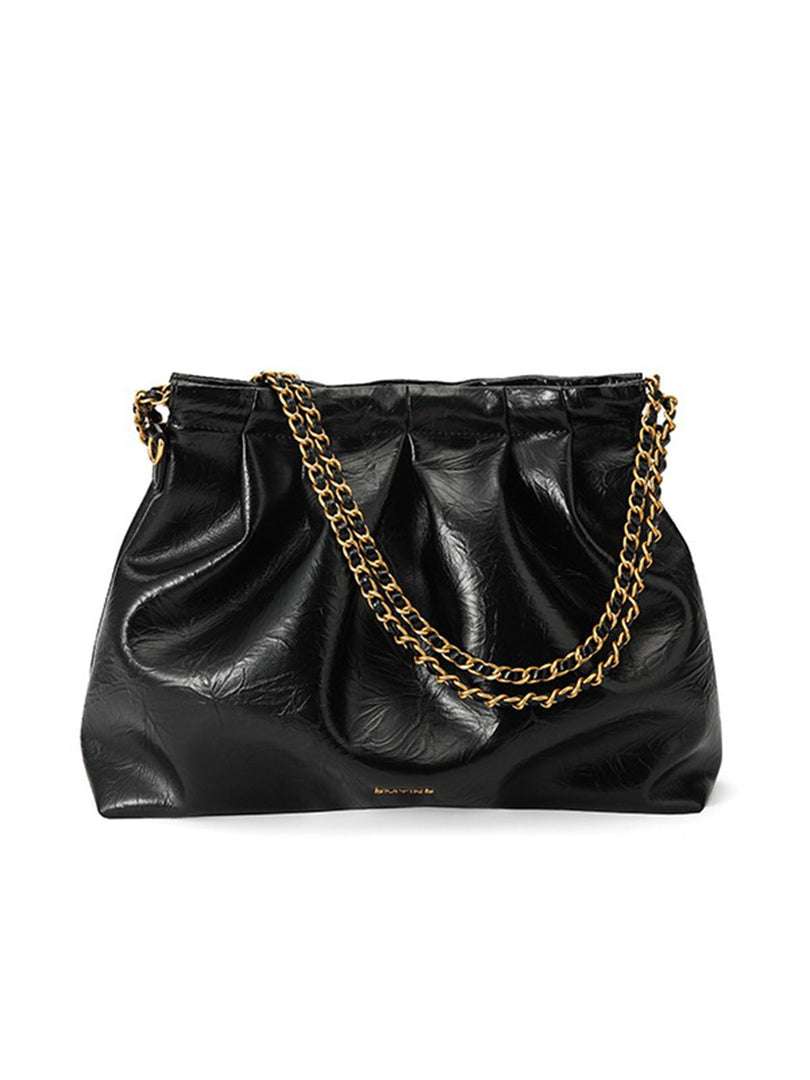 Smting | drawstring chain ruched tote bag