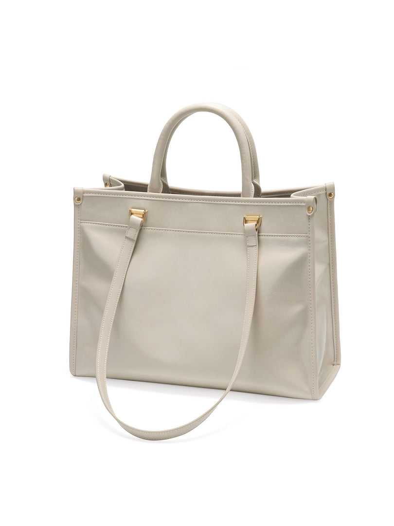 Smting | Medium Leather Shopper Tote in Glossy Leather