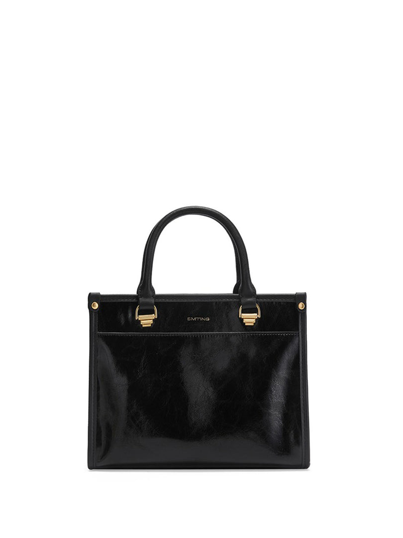 Smting | Medium Leather Shopper Tote in Glossy Leather